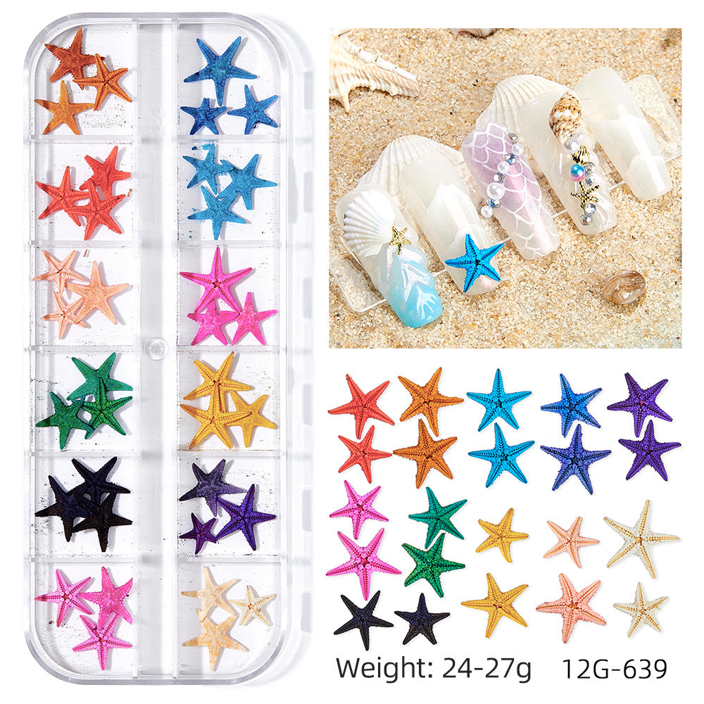 Wholesale Ocean Series Nail Art Jewelry Natural Shell Slices Abalone Slices Starfish Metal Rivets Pearl Small Stone Accessories